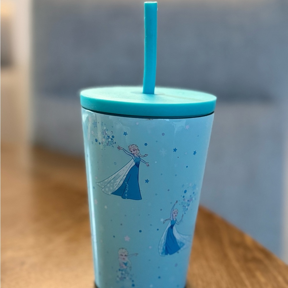 Frozen Themed Blue simple modern Cup with Straw